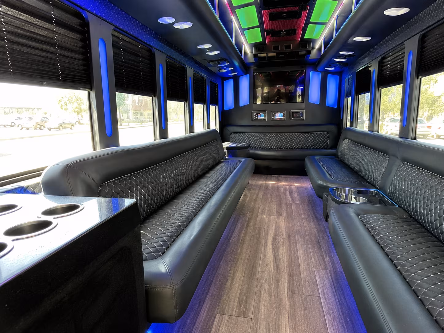 gulfport 15 passenger party bus inside