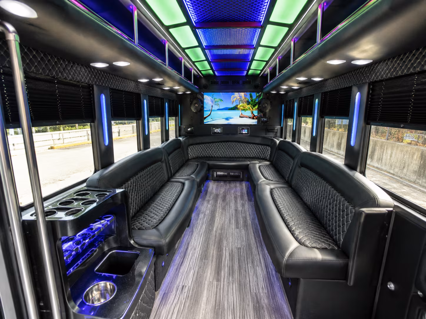 gulfport 18 passenger party bus inside