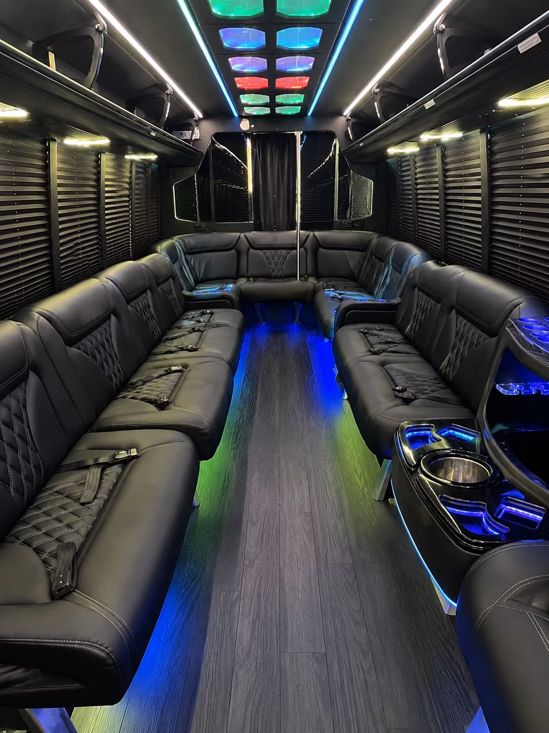 gulfport 20 passenger party bus interior